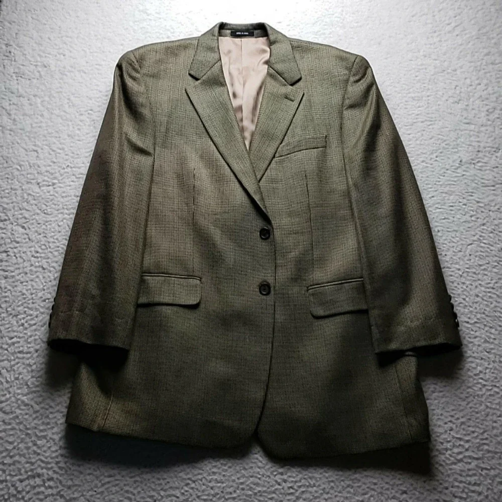 Lauren Ralph Lauren Blazer Mens 42R Brown Check Silk Wool Sport Coat Jacket